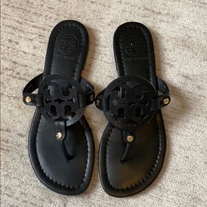 Black matte Tory Burch miller sandals